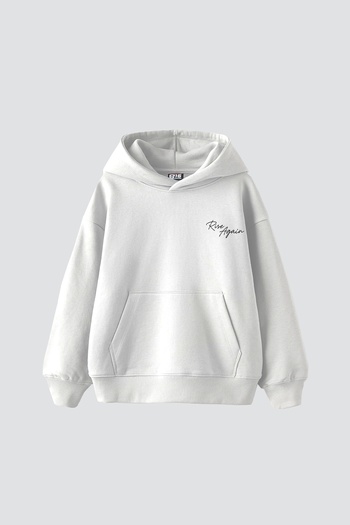 Sekizbiraltı Rise Again Printed Oversize Unisex Premium White Hoodie