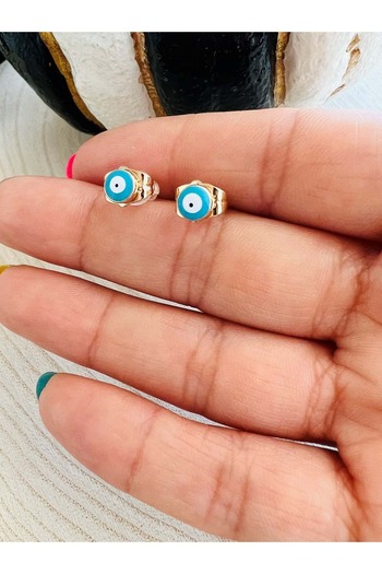 ACAR TAKI Xupıng Rose Color Minimal Evil Eye Earring 5 mm Acr1881