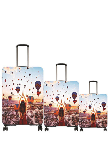 MY SARACİYE My Cappadocia 72 - Set de huse pentru valiză și valiză de mărime mare, medie și de cabină