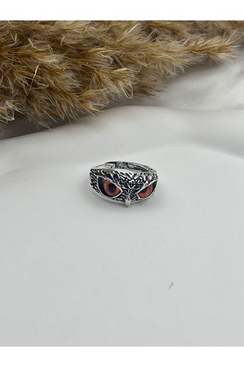 Yıldız Accessory Unisex Adjustable Steel Owl Ring in Different Eye Colors
