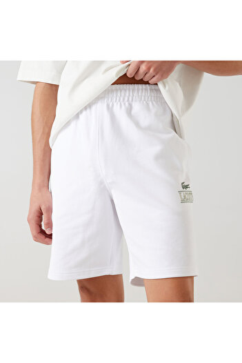 Lacoste Signature Print Erkek Beyaz Şort
