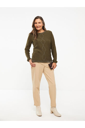 LC Waikiki Crew Neck Glitter Detailed Long Sleeve Women's Knitwear Sweater