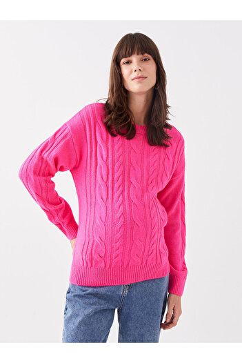 LC Waikiki Crew Neck Self Patterned Long Sleeve Maternity Knitwear Sweater