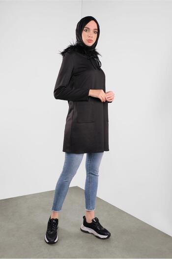 Alvina Fur Hooded Tunic - Lace-Up Model 41292