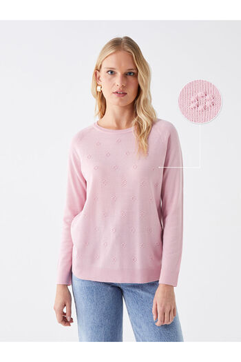 LC Waikiki Crew Neck Self Patterned Long Sleeve Women's Knitwear Sweater