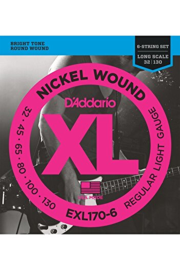 ShopZum Daddario Exl170-6 Bass Guitar String Set, 6 Strings, Xl, 32-130, Long Sca