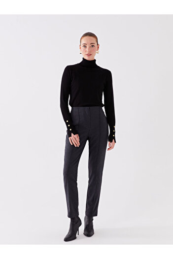 LC Waikiki Slim Fit Women's Trousers with Stitching Detail