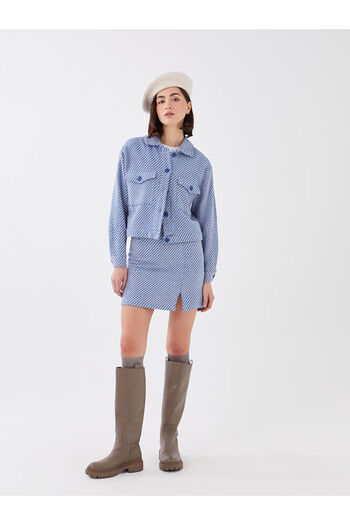 LC Waikiki Fusta de damă din tweed în linie A cu model și fermoar în talie