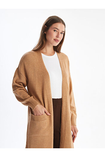 LC Waikiki Raft Collar Solid Long Sleeve Women's Knitwear Cardigan - W4An44Z8