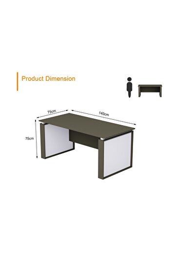 Mahmayi Grey with White Modern Office Workstation Table 140 cm