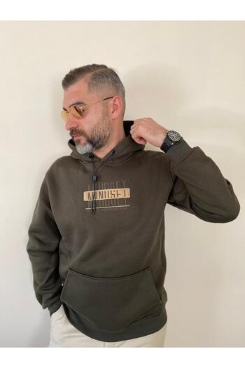 BENESSE Φούτερ με κουκούλα με κουκούλα με τρεις κλωστές χοντρό χειμωνιάτικο minuset κέντημα