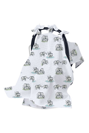 DEUX LAPINS Baby Muslin Stroller Cover Front Face: 77x57 cm Back Face: 77x50 cm 0 Month+