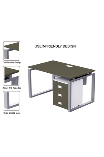 Mahmayi Carre 5112 Modern Workstation with Drawer  Desk Grey Ideal for Home