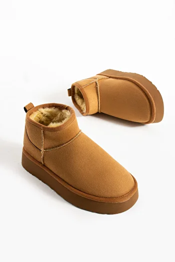 ALANCE New Season Moli Mini Suede Γυναικείες Μπότες - Χοντρή σόλα και γούνινα φτερά εσωτερικά