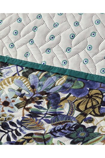 English Home Floral Charm Çift Taraflı King Size Çok Amaçlı Örtü Mavi