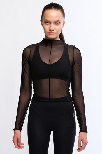 Chandraswear Women's Black Tulle Blouse - Nules