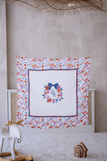 Atelier Babbi Muslin Baby Cover and 3-Piece Mouth Diaper Set - Little Flowers / Red