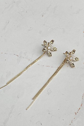 Modex Clover Figured Jewelled Dangle Earrings