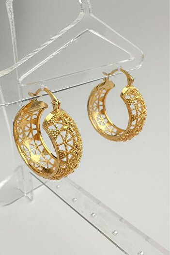 Modex Gold Yellow Solid Brass Basket Earrings