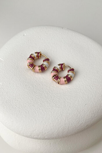 Modex Special Series Bone Patterned Enamel Hoop Earrings