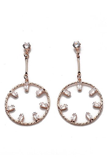 Modex Rose Baguette Jewelled Dangle Earrings (6cm)