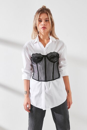 C&City Fancy Bustier with Strapless Lace - Transparent 6003 Black