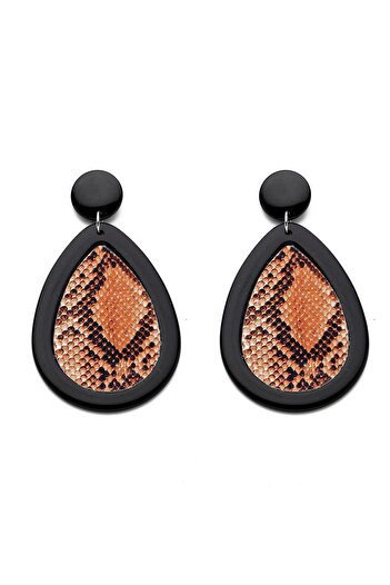 Modex Black Snakeskin Patterned Earrings (7cm)