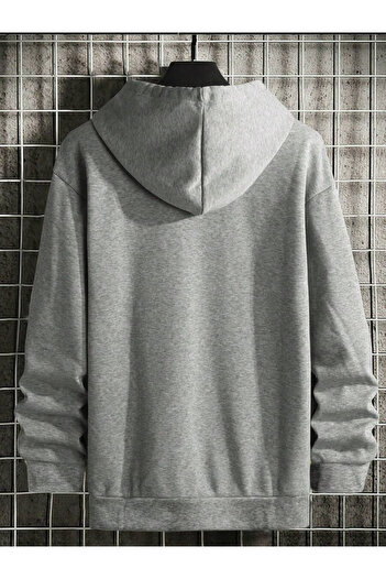 MODASHOT Men's Gray Originals Printed Oversize Hooded Sweatshirt