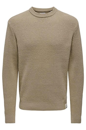 Only & Sons ONSFERGAL LIFE REG 7 RIB CREW KNIT - HAKİ 22030208