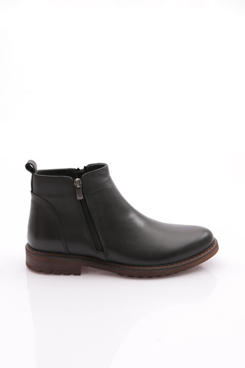 DGN Men's Zippered Boots Black Analine Genuine Leather 1041023210