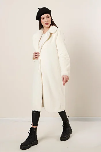 By Saygı Long Plush Coat with Lining Inside