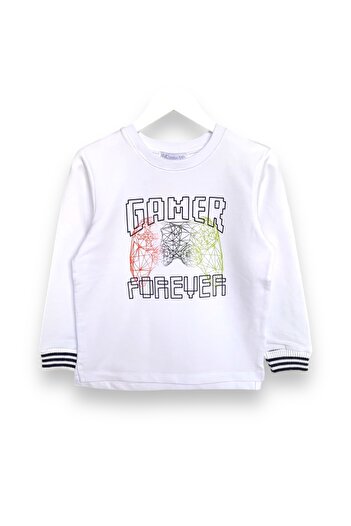 LİTTLE TORTOİSE Boy's Blue 2 Thread Raster Sonic Printed Sweatshirt / Sweatpants Set