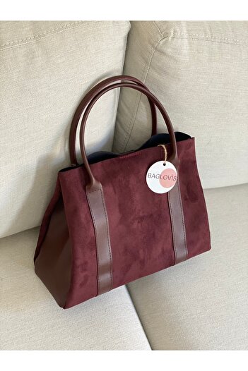 BAGLOVİS Women's Shoulder Bag with Suede Leather Ribbon Detail with Slippers and Slippers