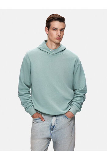 Ltb Plain Hooded Snapback Green Sweatshirt