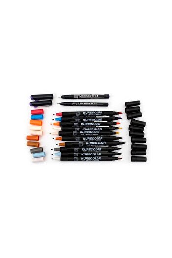 Zig Zıg Kurecolor Cartoonist Fine & Brush Marker Cnkc2200 Double Ended Manga and Graphic Marker No:829 Dark