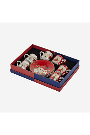 CHIARA ALESSI Butterfly Walley Red White Porcelain Coffee Cup Set 90 ml