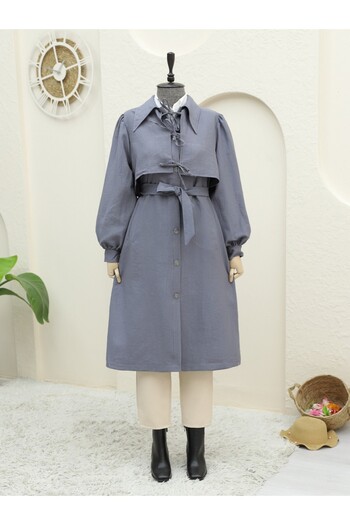 Modamorfo Trenchcoat mit Knopftasche und Schnürung vorne
