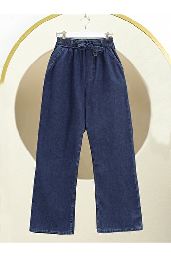 Modamorfo Indigo Denim Pants - Φαρδύ πόδι, λαστιχένια μέση και ζώνη