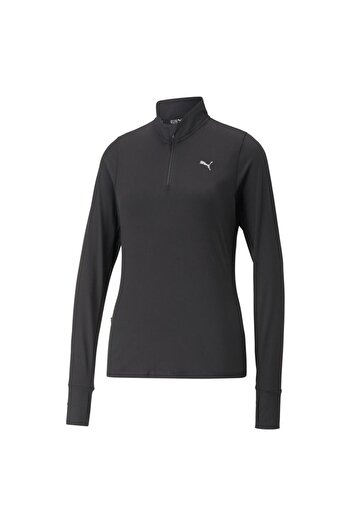 Puma Run Favorite 1/4 Zip Women's Black Stand Collar T-Shirt