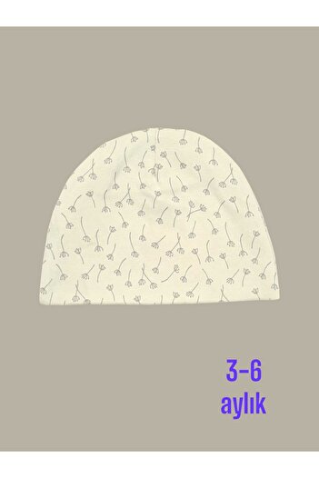Alpar Tekstil Double Layer Soft Cotton Combed Baby Beanie - 3-6 Months, Girl-Boy, Beige