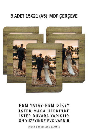 bymat 5 Pieces 15X21 Wood and Mdf Tape Photo Frame
