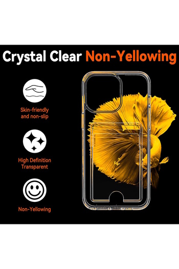 m.tk moveteck iPhone 16 Pro Max Case Transparent Back with Card Holder Compartment Wallet with Business Card Soft Silicone Qr Process