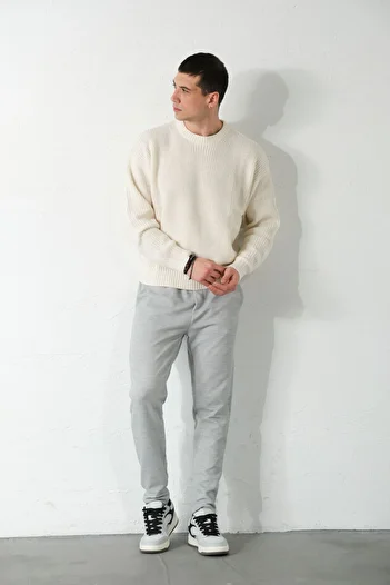 Domoda Gray Relaxed Fit, Lace-Up, Stretchy, Elastic, Filet Pocket, Honeycomb, Pike Men's Knitted Pants @Barletta