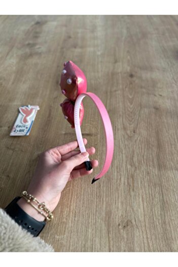 Buse&Eylül Bebe Fuchsia Beaded Girl's Crown with Bow