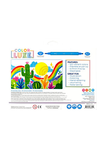 Ooly 2-in-1 marker pens with brush and fine tip, Color Luxe-set of 20