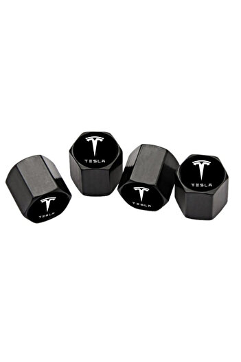 GARDENAUTO Stainless Steel Valve Cap with Tesla Logo 4 Pcs