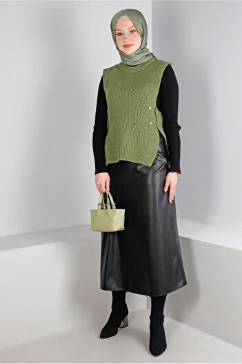 Alvina 60326 Model Belted and Zippered Skirt