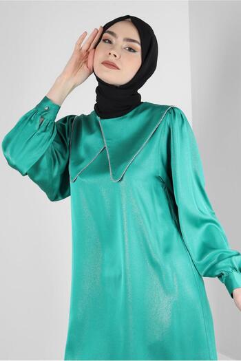Alvina NECK DETAIL SILVERY TUNIC 43818