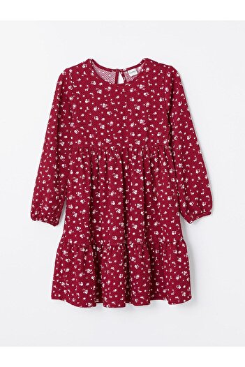 LC Waikiki LCW Kids Baskılı Bisiklet Yaka Çiçekli Kız Çocuk Elbise