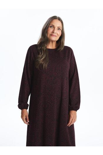 LC Waikiki Lcw Grace Jacquard Crew Neck Print Women's Dress